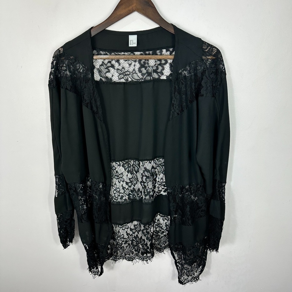 Black Lace Kimono Cardigan M Boho Whimsigoth Sheer Romantic Goth Festival Layer